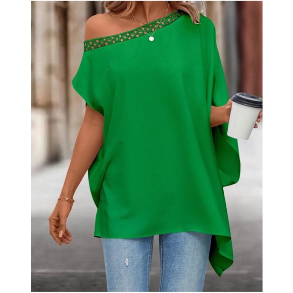 015 One Shoulder Batwing Blouse - Picture 9 of 9